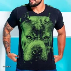PL REPRESENTAÇÃO MALHA Pit Bull Jeans Men's Animal Face T-Shirt - 60670