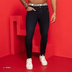 PL JEANS 60683 - Men's Classic Pants With Dark Blue Denim Identity