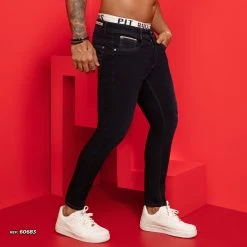 PL JEANS 60683 - Men's Classic Pants With Dark Blue Denim Identity