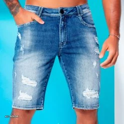 PL REPRESENTAÇÃO JEANS Men's Denim Shorts With Destroyed - 60698 Liberty