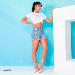 REPRESENTAÇÃO JEANS Loose Denim Shorts With Frayed Hem And Side Chain - 60709