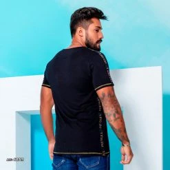 PL REPRESENTAÇÃO MALHA Men's Traditional Black With Gold Shirt - 60719