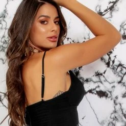 PL MALHA 60856 - Black Sexy Crop Top With Tulle And Logomania Enhances Curves Identity