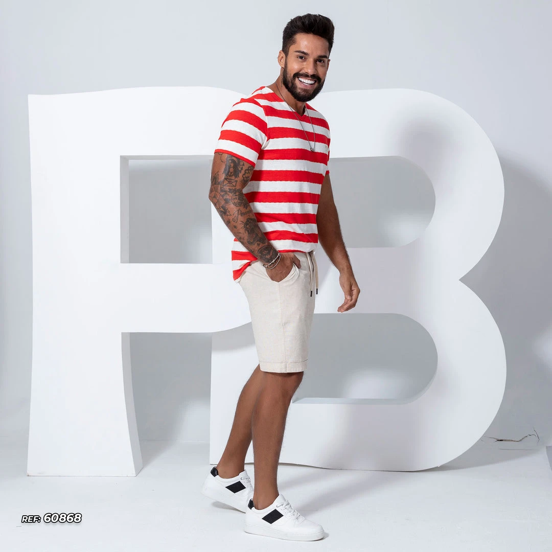 PL REPRESENTAÇÃO MALHA Off-white Linen Shorts - 60868 8 PL REPRESENTAÇÃO MALHA Off-white Linen Shorts - 60868