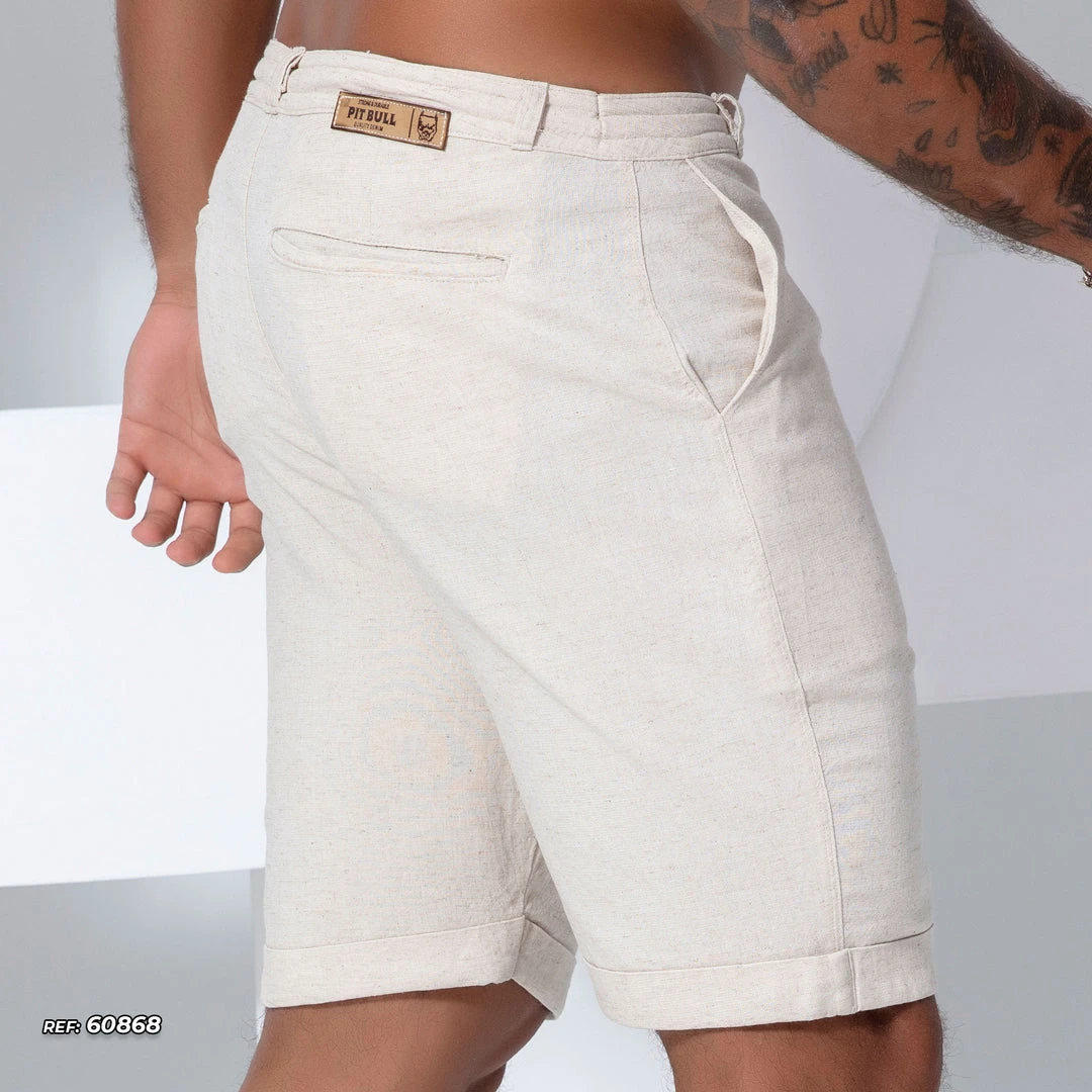 PL REPRESENTAÇÃO MALHA Off-white Linen Shorts - 60868 4 PL REPRESENTAÇÃO MALHA Off-white Linen Shorts - 60868