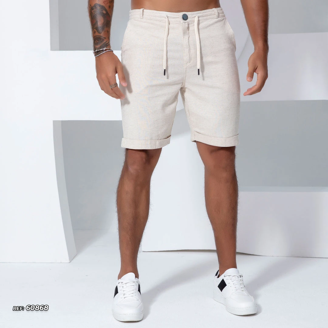 PL REPRESENTAÇÃO MALHA Off-white Linen Shorts - 60868 5 PL REPRESENTAÇÃO MALHA Off-white Linen Shorts - 60868