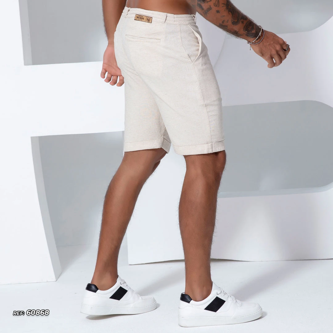 PL REPRESENTAÇÃO MALHA Off-white Linen Shorts - 60868 6 PL REPRESENTAÇÃO MALHA Off-white Linen Shorts - 60868