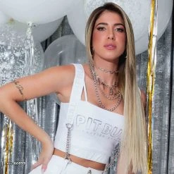 PL REPRESENTAÇÃO MALHA White Cropped With Logomania - 60899