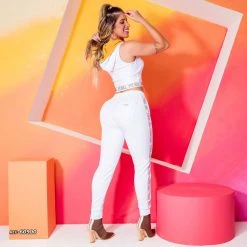 PL REPRESENTAÇÃO MALHA Women White And Gold Sweatpants - 60900