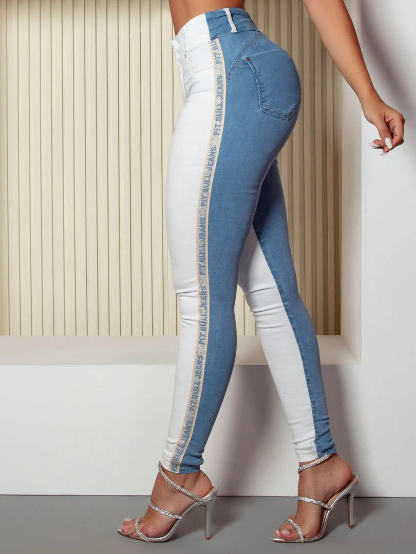PL JEANS Identity 60910 - Skinny Color Block Pants With Logomania 7 PL JEANS Identity 60910 - Skinny Color Block Pants With Logomania