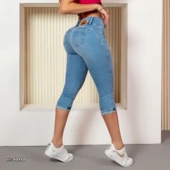 PIT BULL JEANS 60930 - Light Blue Capri Pants With Logomania And Butt Lift Technology 14 PIT BULL JEANS 60930 - Light Blue Capri Pants With Logomania And Butt Lift Technology