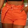 PIT BULL JEANS 60958 - Short Clochard Jeans Orange With Belt 1 PIT BULL JEANS 60958 - Short Clochard Jeans Orange With Belt