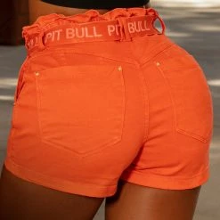 PIT BULL JEANS 60958 - Short Clochard Jeans Orange With Belt 10 PIT BULL JEANS 60958 - Short Clochard Jeans Orange With Belt
