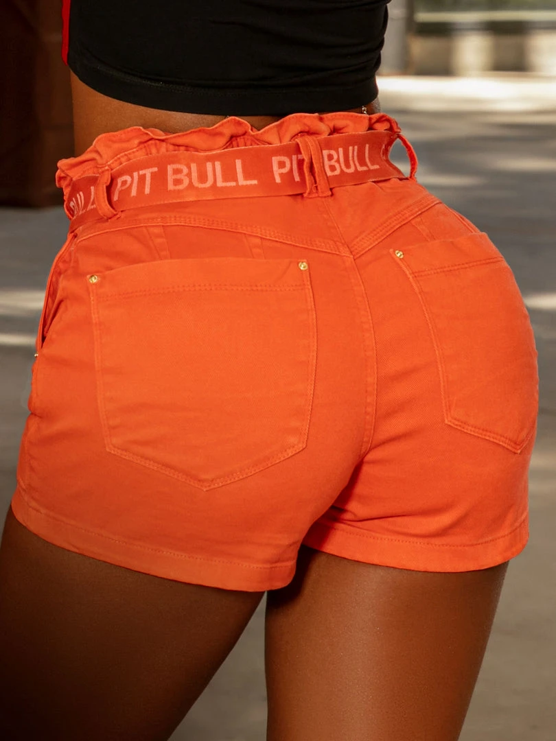 PIT BULL JEANS 60958 - Short Clochard Jeans Orange With Belt 5 PIT BULL JEANS 60958 - Short Clochard Jeans Orange With Belt