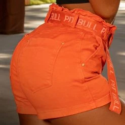 PIT BULL JEANS 60958 - Short Clochard Jeans Orange With Belt