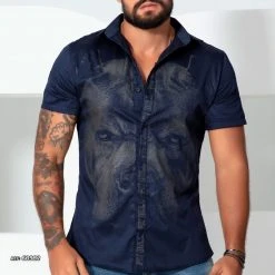 PL REPRESENTAÇÃO MALHA Blue Animal Face Male Shirt - 60982 Men