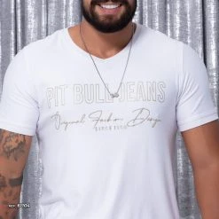 PL REPRESENTAÇÃO MALHA Men White And Gold V-neck T-shirt - 61104 7 PL REPRESENTAÇÃO MALHA Men White And Gold V-neck T-shirt - 61104