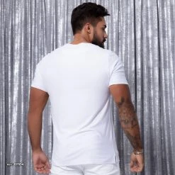 PL REPRESENTAÇÃO MALHA Men White And Gold V-neck T-shirt - 61104