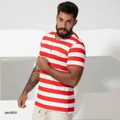 PL MALHA Men's Striped V-neck T-shirt- 61264 7 PL MALHA Men's Striped V-neck T-shirt- 61264