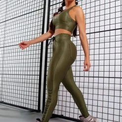 PL FITNESS 61290 - Military Green Fitness Leggings