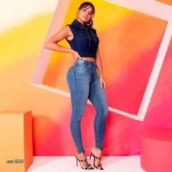 REPRESENTAÇÃO JEANS Skinny Pants Butt Lifting With Rhinestones - 61335