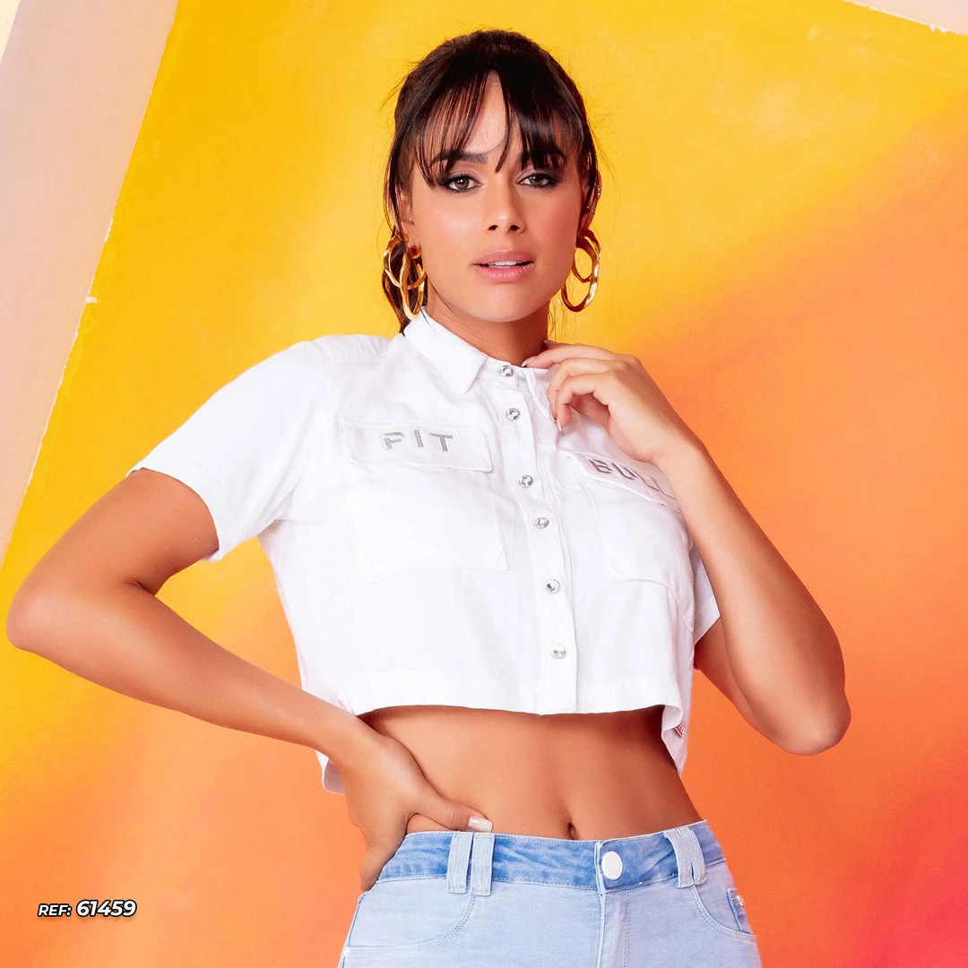 PL REPRESENTAÇÃO MALHA Pit Bull Jeans White Cropped Shirt - 61459 Women 3 PL REPRESENTAÇÃO MALHA Pit Bull Jeans White Cropped Shirt - 61459 Women