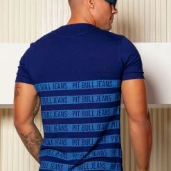 PL MALHA 61548 - Men's T-shirt With Logomania In Stripes