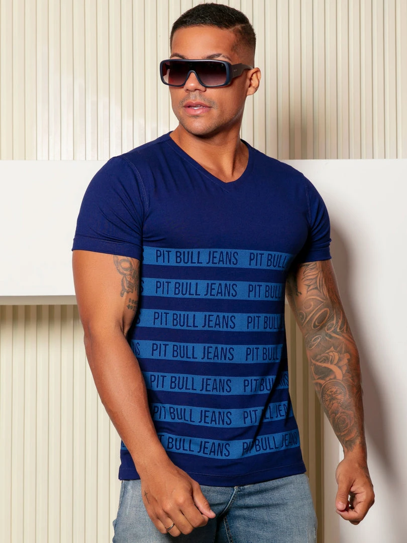 PL MALHA 61548 - Men's T-shirt With Logomania In Stripes 3 PL MALHA 61548 - Men's T-shirt With Logomania In Stripes