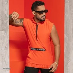 PL MALHA 61549 - Orange T-shirt With Hood And More Style Identity