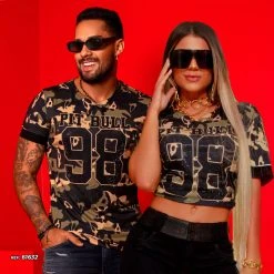 PL MALHA 61632 - Unissex Camouflage T-shirt With Logomania And More Comfort