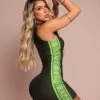 PL MALHA 61643 - Sexy Turtleneck Dress Enhances Curves With Side Logomania