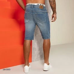 PL JEANS 61750 - Men's Light Denim Shorts With More Comfort Identity