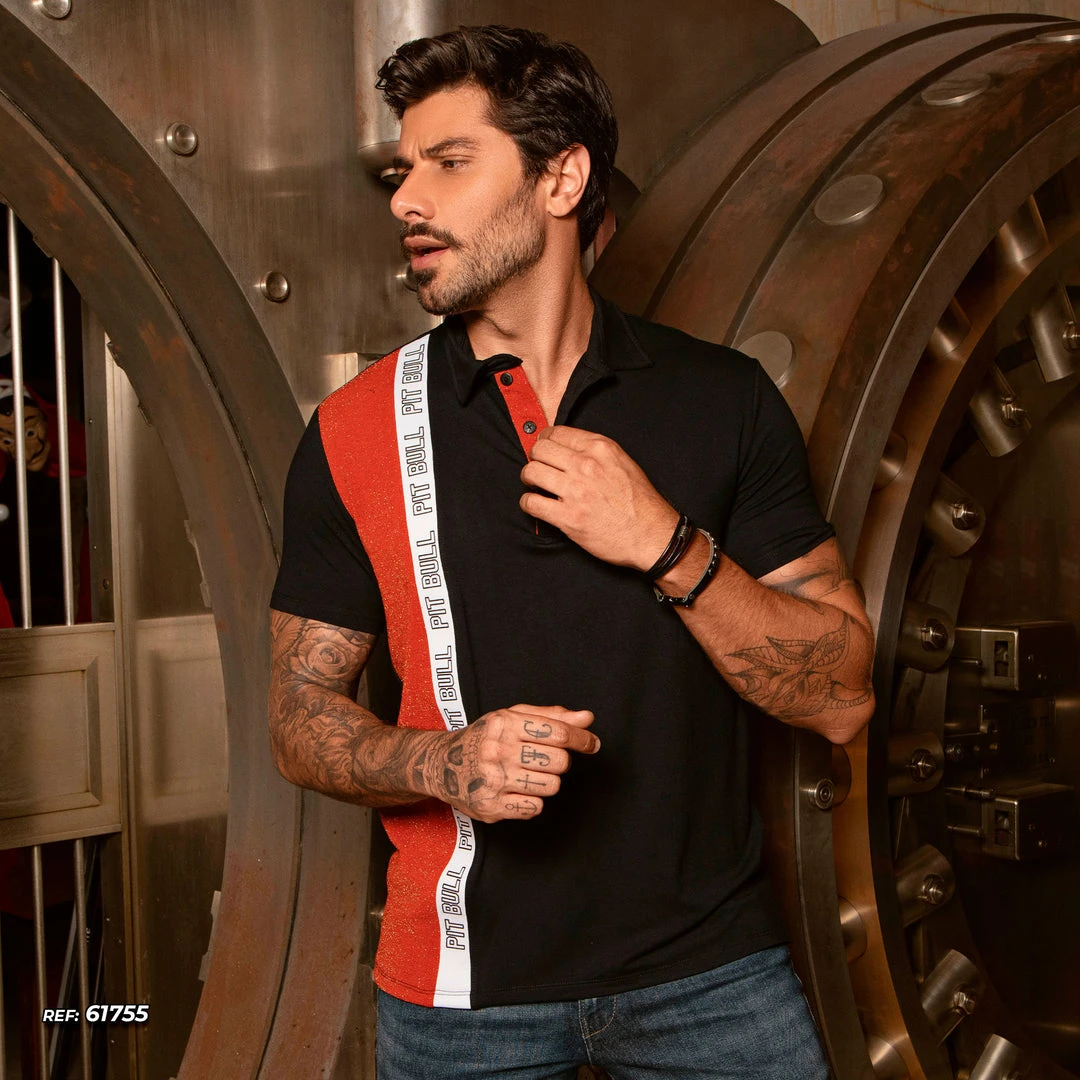 PL MALHA Men's Polo Shirt Bright Cutout - 61755 Movement 3 PL MALHA Men's Polo Shirt Bright Cutout - 61755 Movement