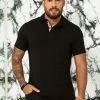PL MALHA 61756 - Men's Classic Black Polo Shirt With Exclusive Logomania