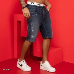 PL JEANS 61762 - Men's Modern Denim Shorts With Destroyed And More Comfort Identity