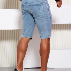 PL JEANS 61763 - Light Denim Shorts With Destroyed Free Movement