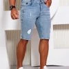 PL JEANS 61763 - Light Denim Shorts With Destroyed Free Movement