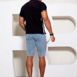 PL JEANS 61763 - Light Denim Shorts With Destroyed Free Movement