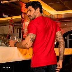 PL MALHA Movement Men's Red T-shirt With Round Neck And Side Zipper - 61878