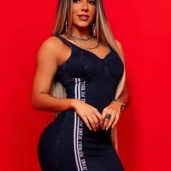 PIT BULL JEANS Identity 61900 - Sexy Fitted Dress With Half Cup And Logomania