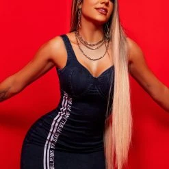 PIT BULL JEANS Identity 61900 - Sexy Fitted Dress With Half Cup And Logomania 8 PIT BULL JEANS Identity 61900 - Sexy Fitted Dress With Half Cup And Logomania