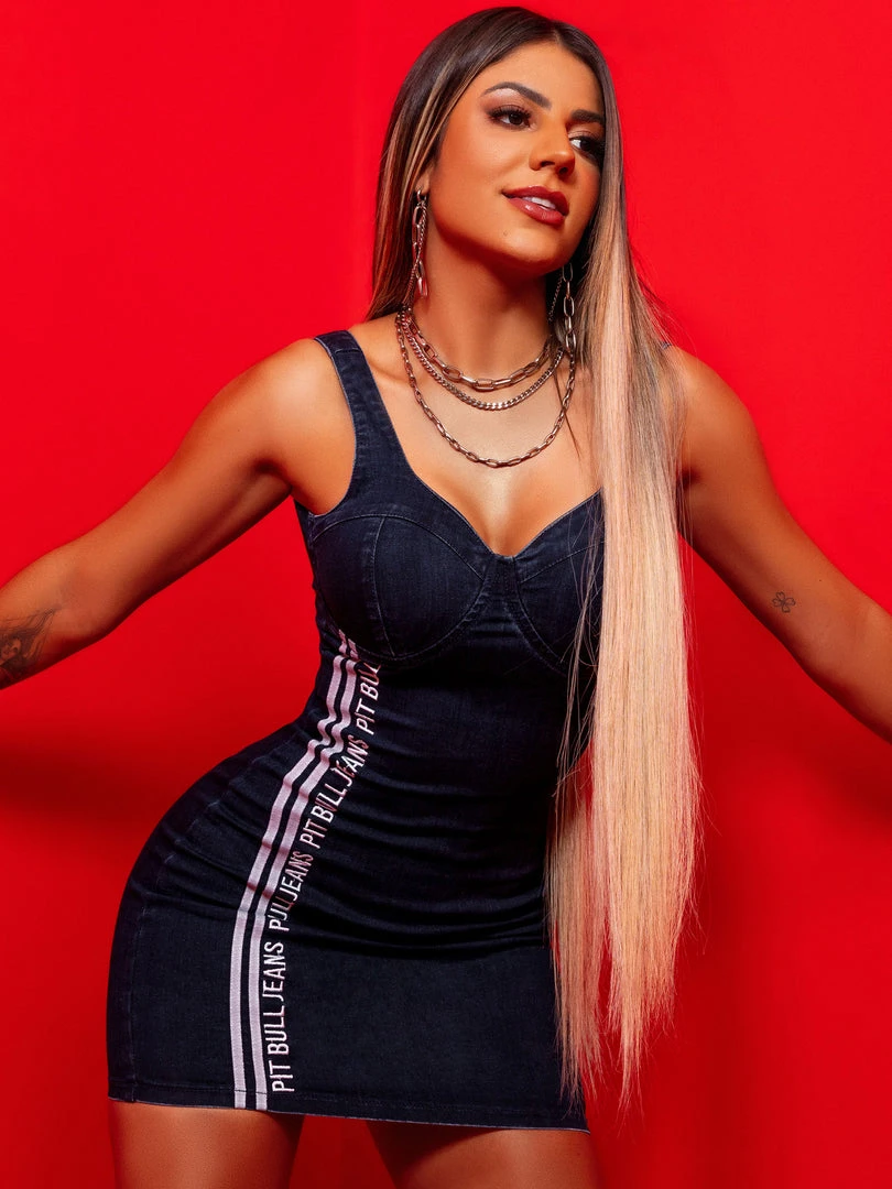 PIT BULL JEANS Identity 61900 - Sexy Fitted Dress With Half Cup And Logomania 5 PIT BULL JEANS Identity 61900 - Sexy Fitted Dress With Half Cup And Logomania