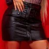 PL MALHA Women 61987 - Black Mini Skirt In Soft Leather Total Sensuality