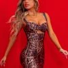 PL MALHA 62060 - Sexy Animal Print Fitted Dress With Perfect Modeling