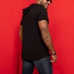 PL MALHA Identity 62064 - Men's Hooded T-shirt With Logomania