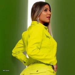 PL JEANS 62232 - Soft Color Cropped Jacket With Frayed Hem Women