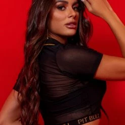 PL MALHA NEWS 62303 - Tulle Cropped With Polo Collar 62303 - Tulle Cropped With Polo Collar