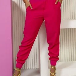 PL MALHA 62327 - Loose Pink Jogger Pants With High Waist And More Comfort