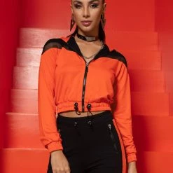 PL MALHA 62336 - Cropped Sweatshirt Jacket With Perfect Fit And Black Cutouts