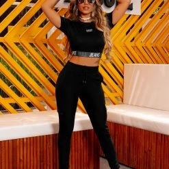 Pit Bull Jeans Official 62353 - Black Cropped With Logomania 9 Pit Bull Jeans Official 62353 - Black Cropped With Logomania